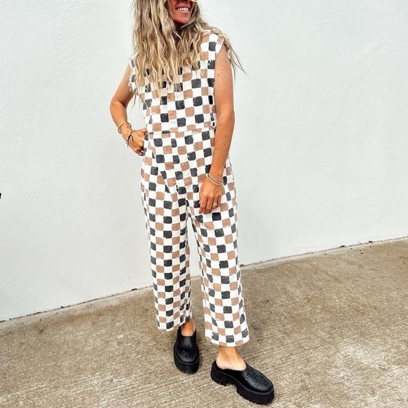 Ascot + Hart Women's Checkered Graphic Jumpsuit Size XXS - Picture 14 of 14